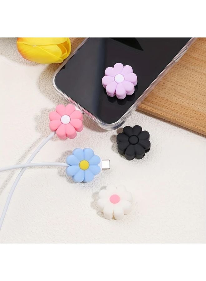Purple Flower Protective Cover For iPhone Type C Cable Anti Bending Dirt - Image 3