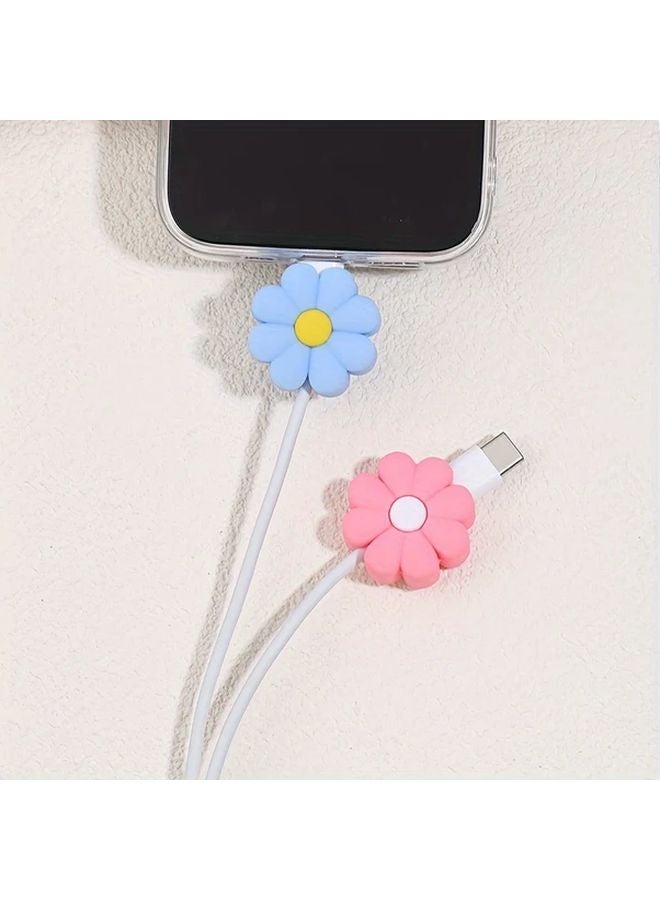 Purple Flower Protective Cover For iPhone Type C Cable Anti Bending Dirt - Image 5