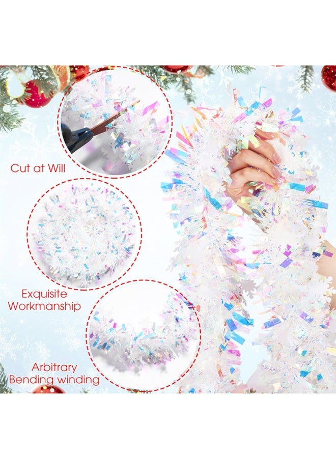 26.2 Feet 8M Tinsel Garland White Metallic Twist Garland Xmas Tree Ornament Halloween Birthday Wedding New Year Indoor Outdoor Party Decorations - Image 4