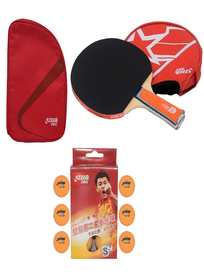 DHS TT BAT A1003 DHS WITH TT BALL DHS S-S1840BY 2 STAR Y SUPERMARKET (6 Pcs Box) AND TT BAT COVER RC103 DHS RED - Image 2