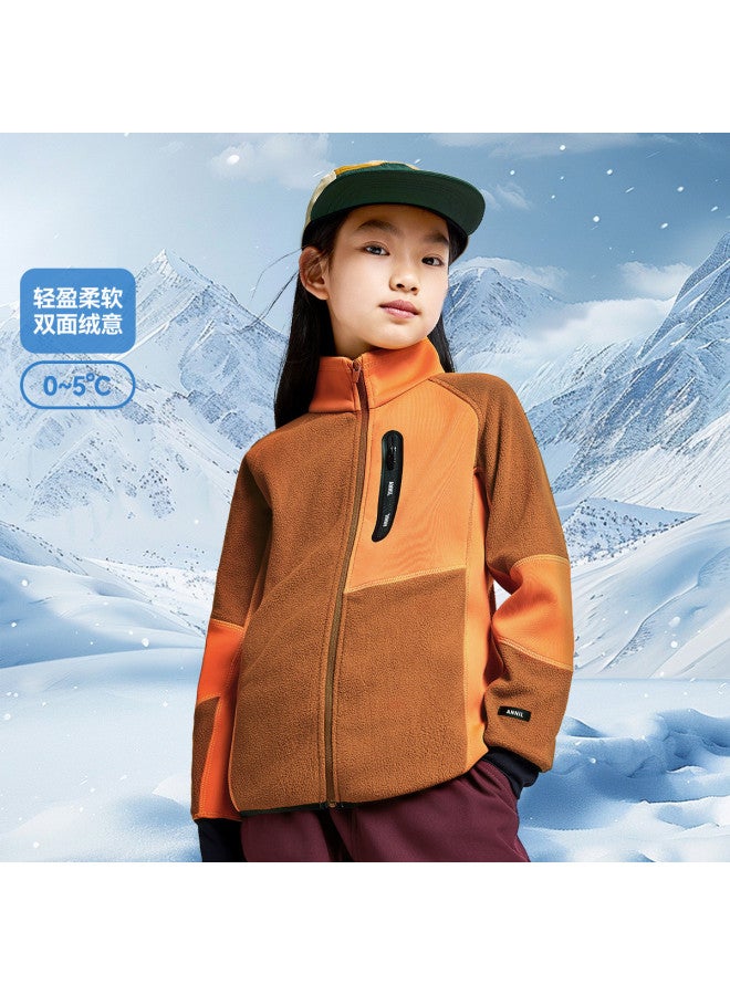 Annil Boys & Girls Knitted Jacket - Spring/autumn Color-blocked Double-sided Fleece Warm Coat - Image 2
