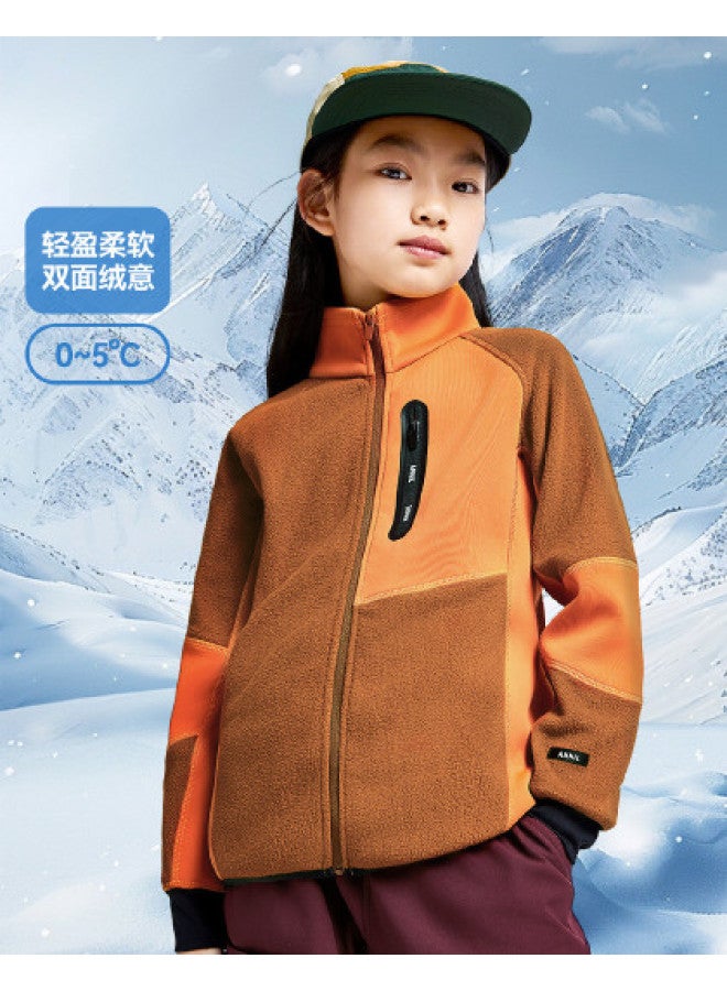 Annil Boys & Girls Knitted Jacket - Spring/autumn Color-blocked Double-sided Fleece Warm Coat - Image 1