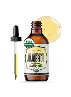 BodyJ4You BodyJ4You Organic Jojoba Oil - USDA Organic 100% Pure Natural - Hair Face Skin Gua Sha Dermaplaning Massage - Cold Pressed Hexane Free - Base Carrier Oil - 1 Fl Oz  - Image 1
