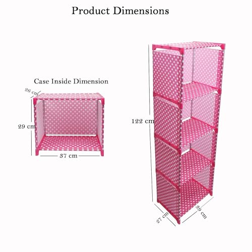 STORIA Book Shelf for Home Library,Stand for Book, Rack for Study Room, Book Stand Shelf 4 Layer (Pink Color) 122 x 27 x 39 cm Pink Color - Image 2