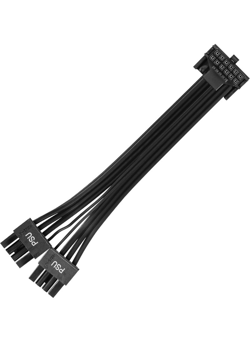 CERRXIAN CERRXIAN 23FT 90 Degree ATX30 12VHPWR to 2X 8Pin Power Cable90 Degree PCIe 50 12VHPWR ATX30 600W 16 Pin Male to 2x8Pin62 Male Cablefor Graphic Card GPU 124pin RTX 3090Ti 4070Ti 4080 4090  - Image 1