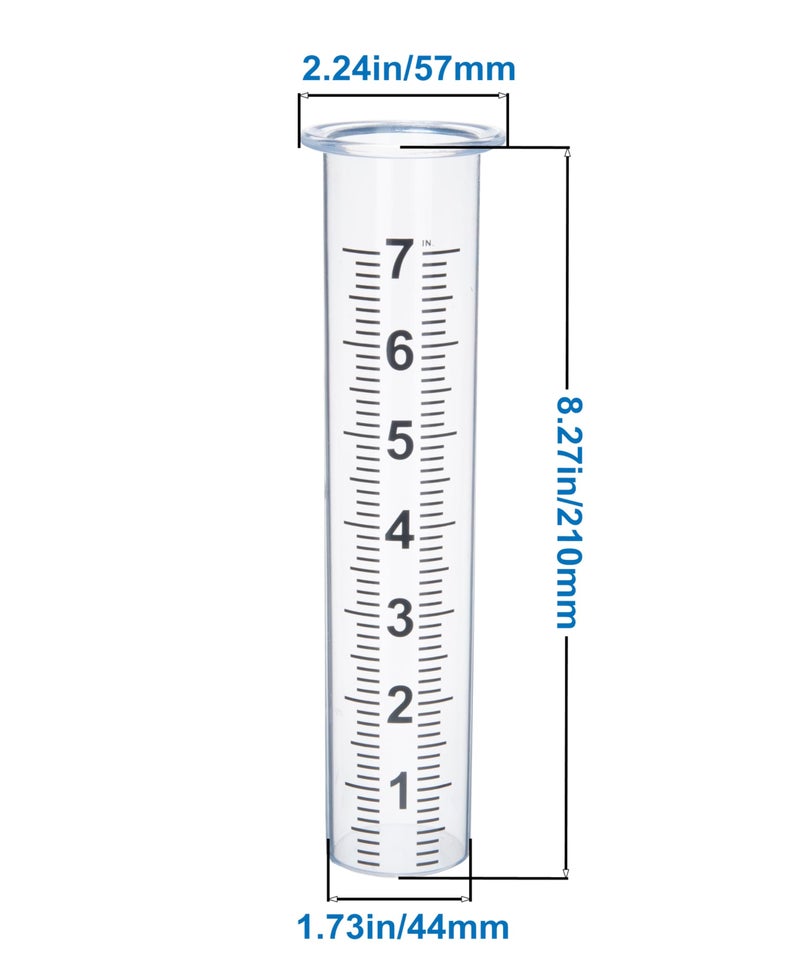 Mateda 7" Plastic Rain Gauge Replacement Tube with Lid Design, Easy to Read Freeze Proof Rain Gauges (Plastic Gauge Tube) - Image 5