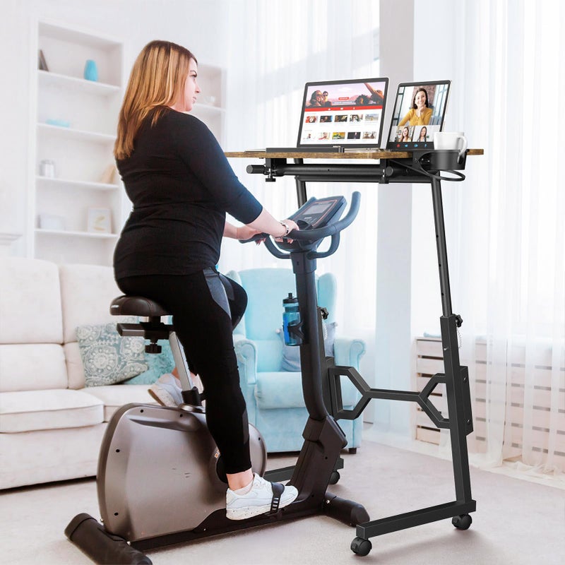 Enayplon Small Standing Desk with Wheels, Portable Treadmill Desk, Rolling Desk Adjustable Height for Laptop, Mobile Standing Table for Walking Pad, Bedside Table - Image 3