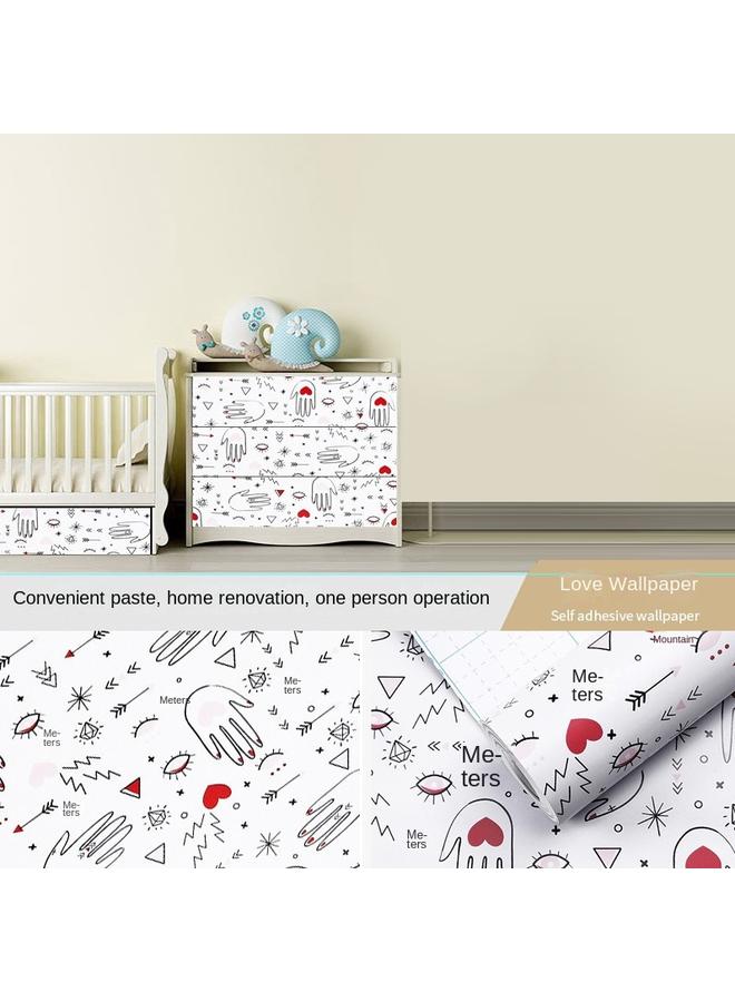 Bluejw Cute Cartoon Wallpaper Self-adhesive Wall Stickers Bedroom Moisture-proof Decoration Kindergarten Stickers Wallpaper Wall Self-adhesive Background Wall - Image 1