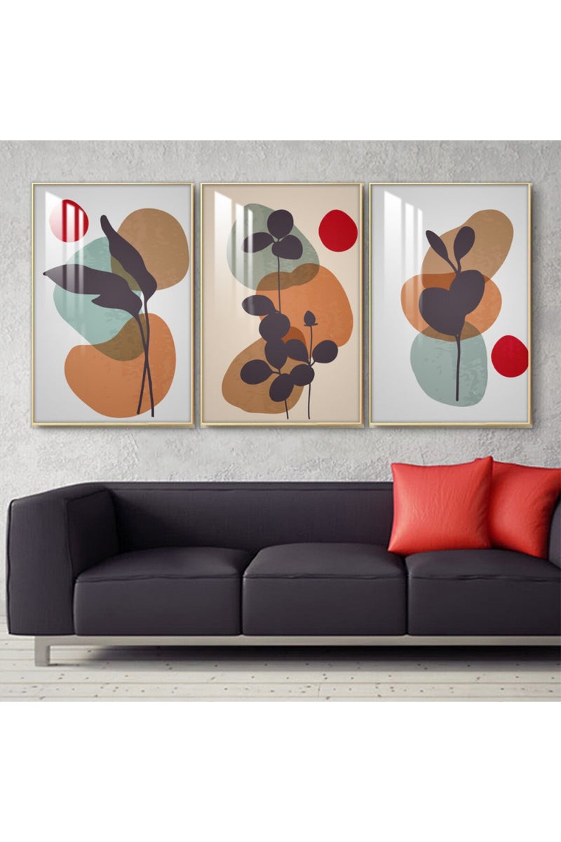 ماركتنا ثلاث لوحات جدارية خشبية بإطار وطبقة أكريليك شفافة - Image 1