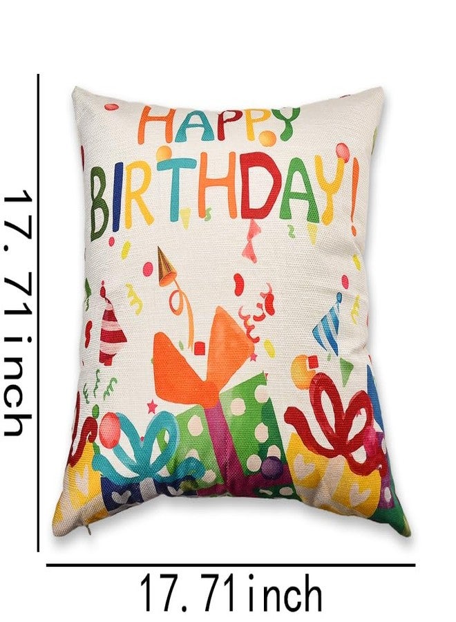 Sisadodo Happy Birthday Throw Pillow Cover for Women Men Birthday Pillowcase for Family Friends Decorative Pillow Cases for Son Daughter Birthday for Mom Dad Pillow Covers Case 18x18 Inches - Image 2