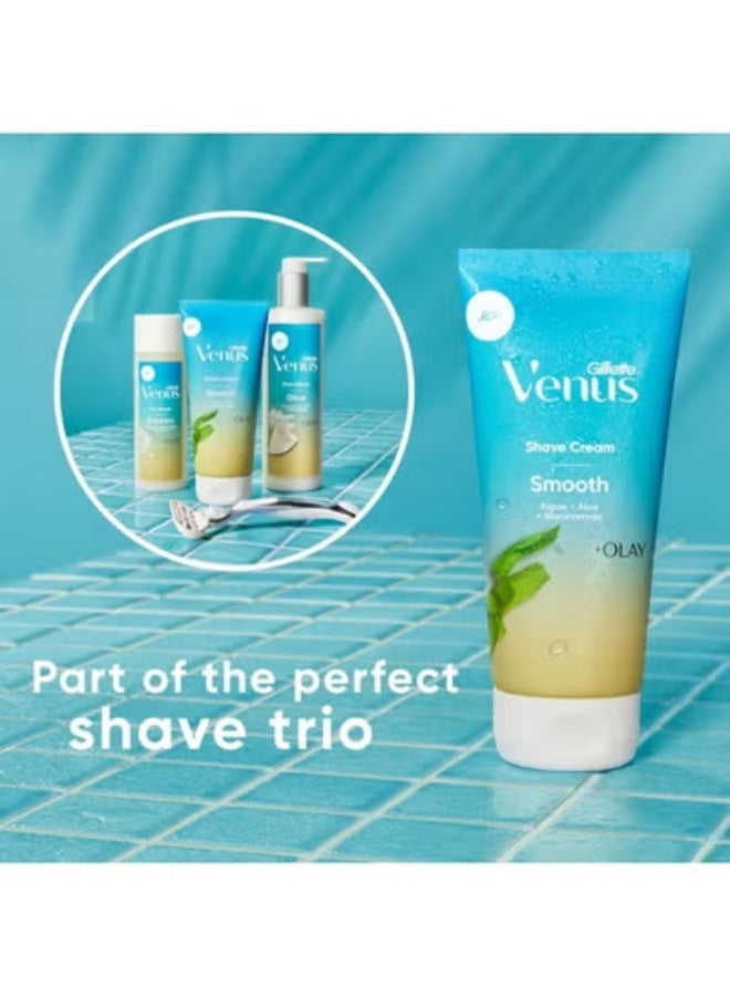 Venus Shave Cream  Smooth Doux ( Aloe + Algae + Niacinamide ), +Olay , With Silky Shea Butter  for Women,177ml - Image 3