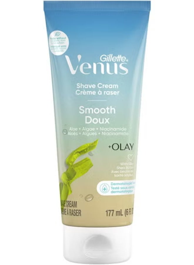 Venus Shave Cream  Smooth Doux ( Aloe + Algae + Niacinamide ), +Olay , With Silky Shea Butter  for Women,177ml - Image 2