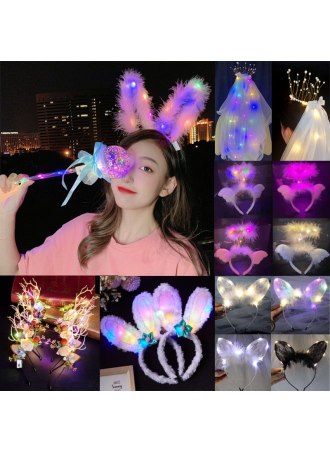 Generic Stall Toy Night Market Explosions Luminous Headband Stall With Light Small Gift Headwear Cat Ear Rabbit Ear Headband Bar-Color:Jk Fox Ears-warm White Lamp (hot Sale At Street Stalls)  - Image 2