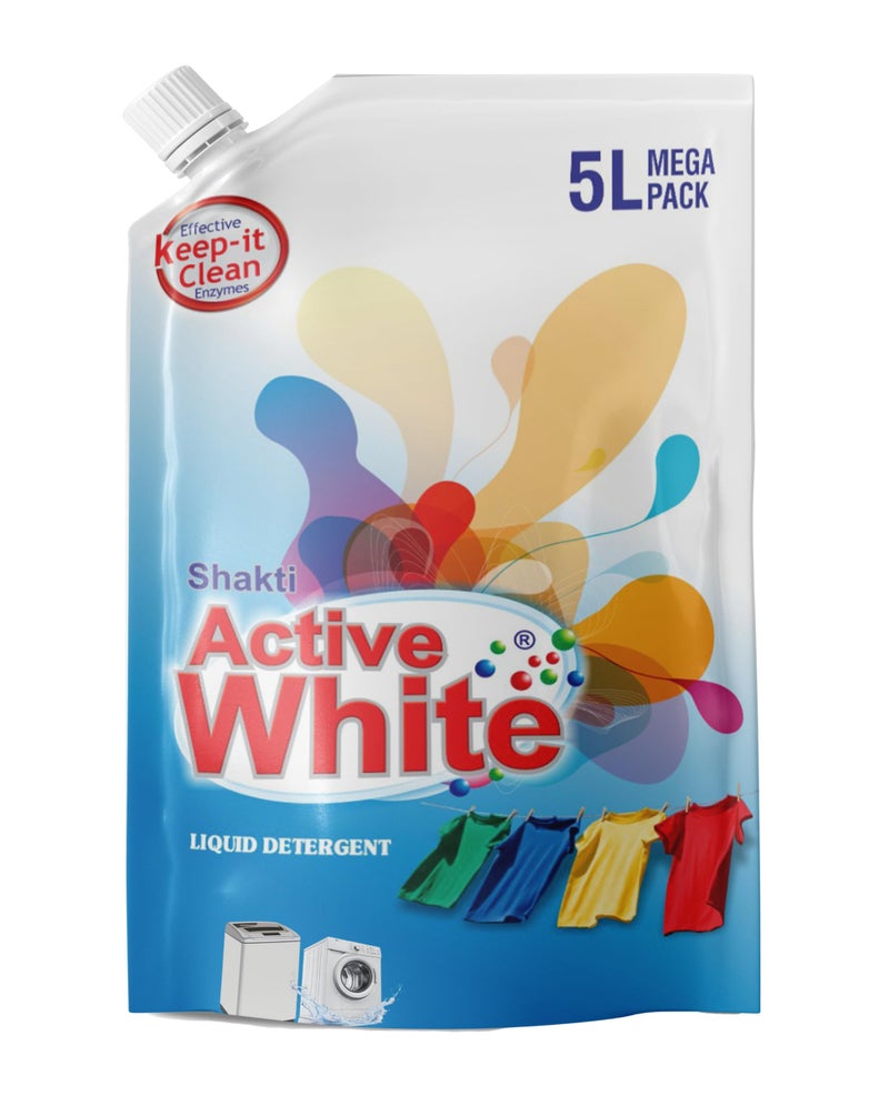 Active White Liquid Detergent - 5L Mega Pack | Lavender Fragrance | Front Load & Top Load Machine Wash & Bucket Wash Expert | Powerful Stain Removal | Gentle on Clothes | Value Family Refill Pack - Image 5