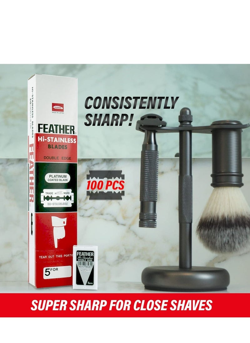 Feather 100PCS Blades Feather Platinum Coated Shaving Razor Double Edge DE Barber Salon  - Image 2