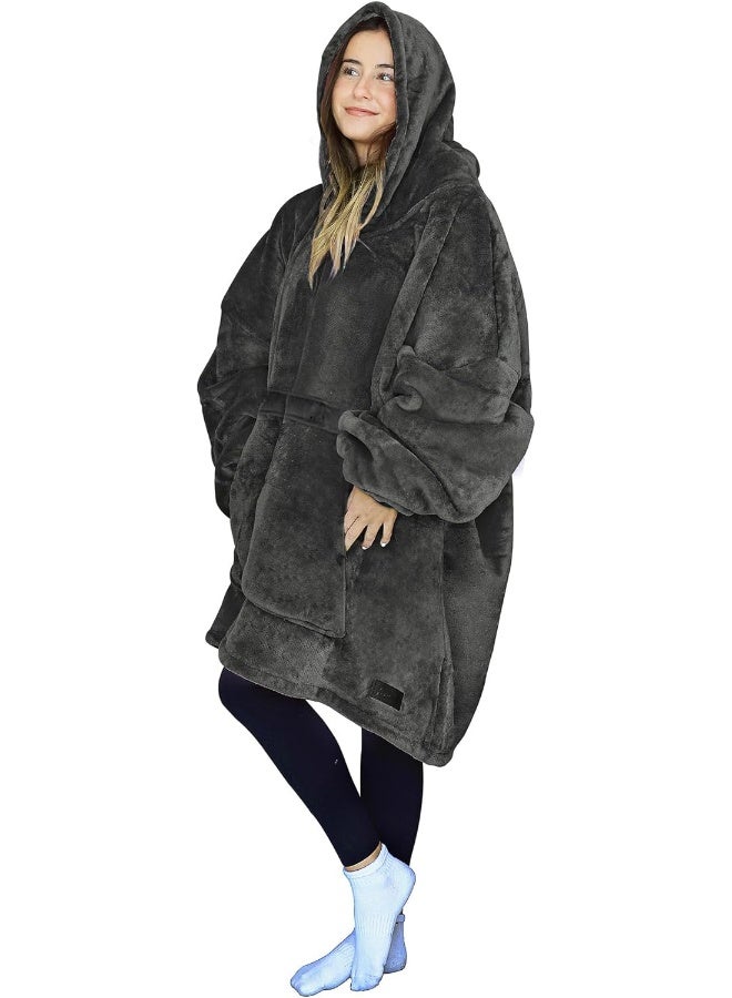 Tirrinia Tirrinia Blanket Sweatshirt, Super Soft Warm Comfortable Sherpa Hoodie with Giant Pocket, for Adults, Kids, Boys, Girls, Reversible, Hood, Oversized One Size gray  - Image 1