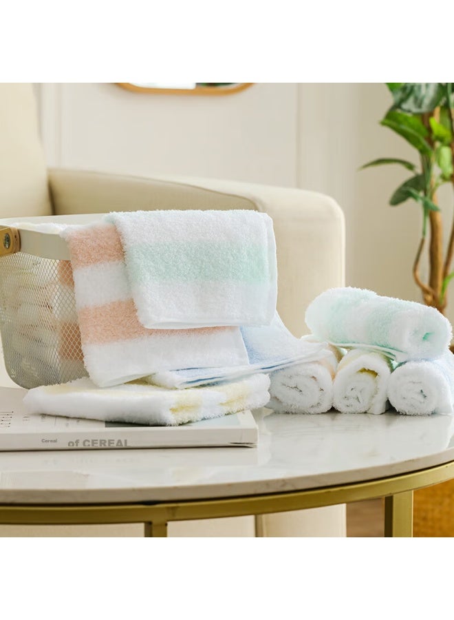 Uchino Cotton Puffs، مناشف وجه قطنية ناعمة مخططة طازجة، 4 قطع، ناعمة، سريعة الجفاف، ماصة، لغسل الوجه - Image 4