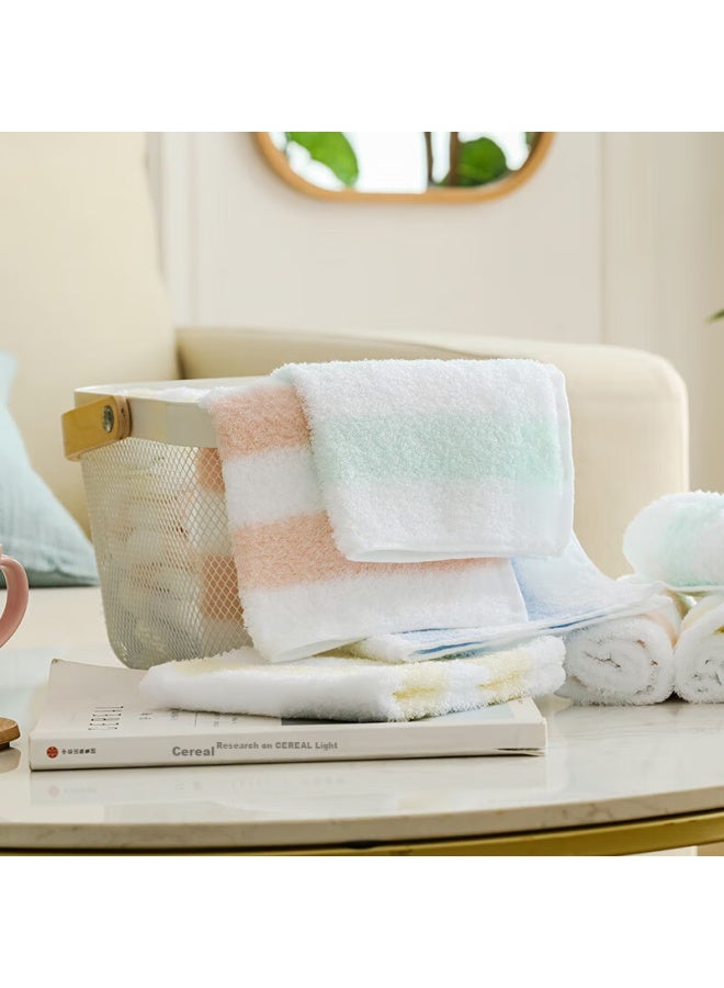 Uchino Cotton Puffs، مناشف وجه قطنية ناعمة مخططة طازجة، 4 قطع، ناعمة، سريعة الجفاف، ماصة، لغسل الوجه - Image 1
