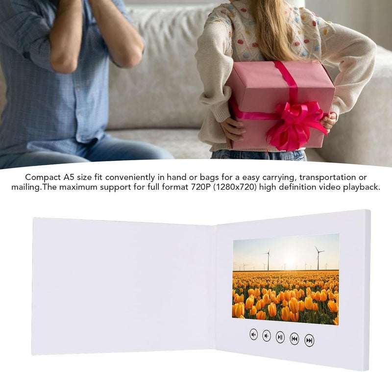 10 Inch Video Greeting Card, LCD Video Brochure with 128M Memory and 1280x720 HD Playback, Built in Speaker and 1500mAh Battery for Wedding Birthday Anniversary - Image 5