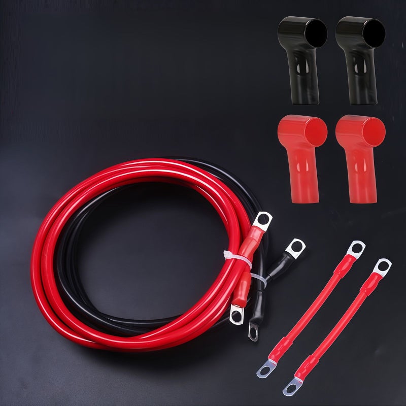 كابل بطارية 8 AWG لتوصيلات العاكس الشمسي مع أطراف مسامير بطول 59.06 بوصة باللونين الأحمر والأسود مناسب للسيارات والدراجات النارية والمركبات الترفيهية والكرفانات والمقطورات السكنية وتطبيقات توصيل المركبات الأخرى - Image 5