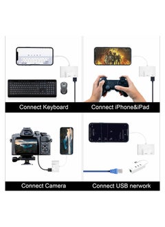 VKL Lightning to USB HDMI Camera Adapter with Power Port 3 in 1 OTG Cable Compatible iPhone 12 11 X 8 7 iPad 1080P Digital AV Monitor Projector Drive Mouse Keyboard MIDI Rj45 9.2-14 +  - Image 4