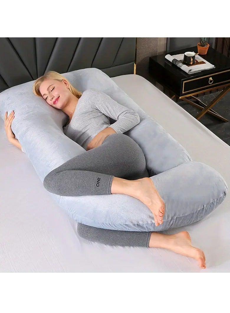 حامل وسادة الكريستال المخملية ياء حامل وسادة الرعاية ، ودعم البطن والساقين والخصر ، مع غطاء قابل للإزالة ، وسهلة التنظيف - أزرق فاتح - Image 5