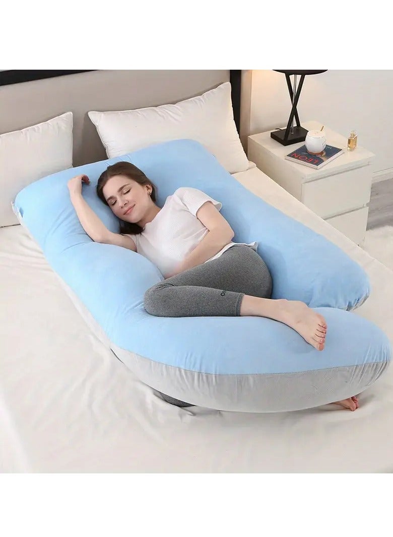 حامل وسادة الكريستال المخملية ياء حامل وسادة الرعاية ، ودعم البطن والساقين والخصر ، مع غطاء قابل للإزالة ، وسهلة التنظيف - أزرق فاتح - Image 4