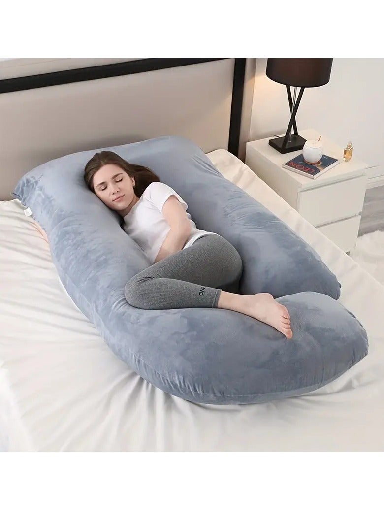 حامل وسادة الكريستال المخملية ياء حامل وسادة الرعاية ، ودعم البطن والساقين والخصر ، مع غطاء قابل للإزالة ، وسهلة التنظيف - أزرق فاتح - Image 2