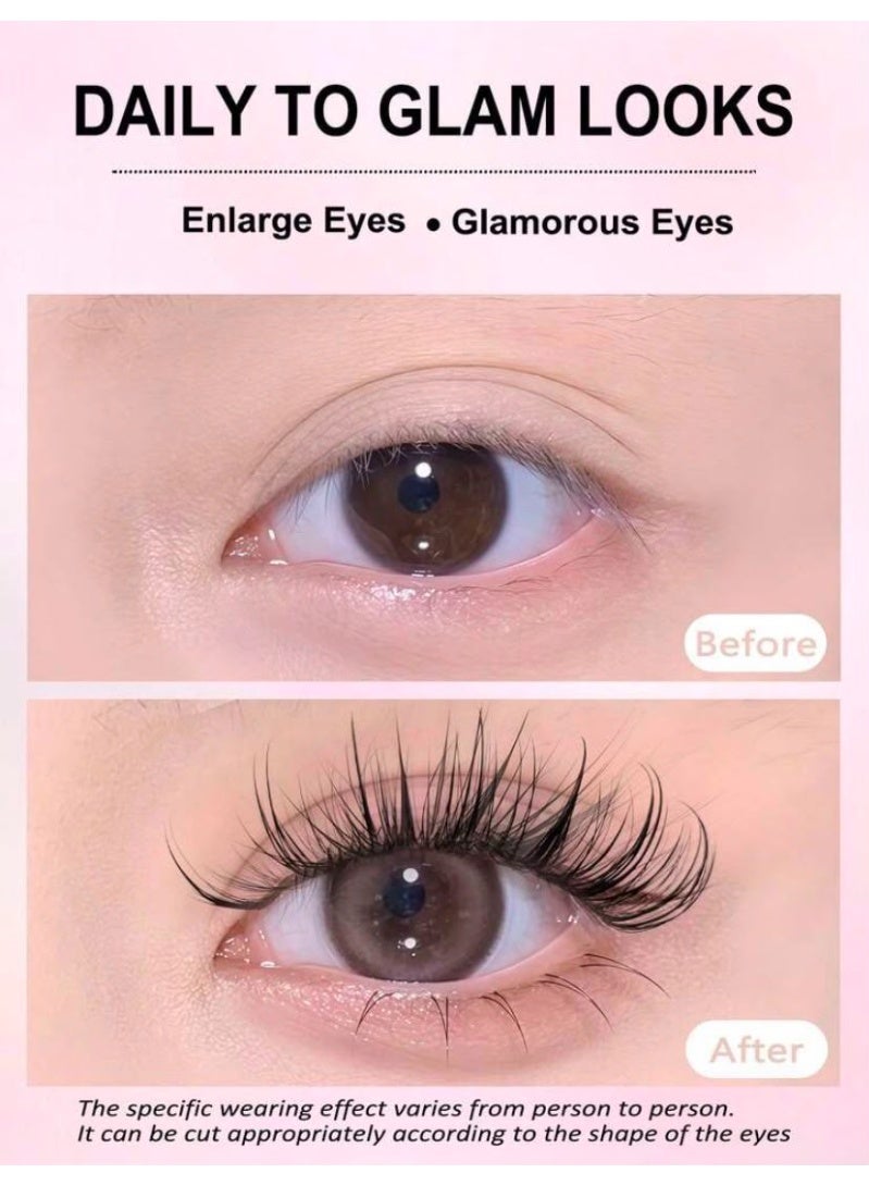 Tuline 7 Pairs Manga Wispy Faux Mink Eyelashes 20MM – 3D Fluffy Wet Look Cat Eye Lashes with Clear Band Natural & Dramatic Style - Image 4