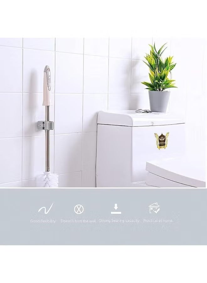 Earss 4 Pcs Broom & Mop Holder Wall Mounted – Self-Adhesive Handle Bracket Clips for Brooms, Brushes & Cleaning Tools – Heavy-Duty Wall Organiser for Kitchen, Bathroom, Laundry & Storage Rooms - Image 2