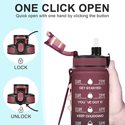 Enerbone Water Bottle, Leakproof BPA & Toxic Free, Motivational Water Bottle with Times to Drink and Straw, Fitness Sports Water Bottle with Strap for Office, Gym, Outdoor Sports - Image 4