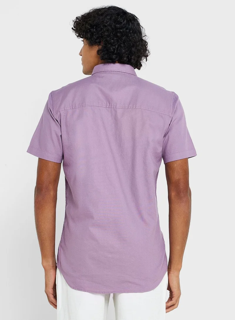 Seventy Five Cotton-Elastane Casual Single Pocket Shirt