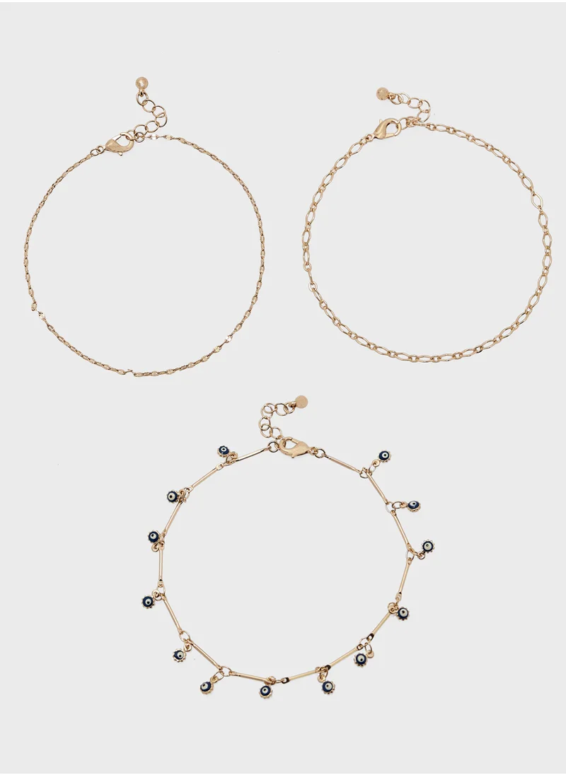 ايلا 3 Pack Mix Evil Eye  Anklet