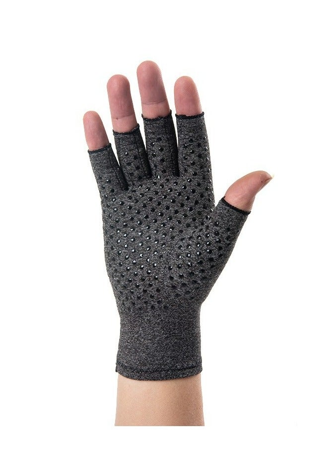 قفازات ضاغطة لالتهاب المفاصل للنساء والرجال لتخفيف آلام اليدين الناتجة عن التهاب المفاصل، قفازات ضغط لركوب الدراجات بنصف إصبع (نمط صرف الغراء، مقاس XL) - Image 2