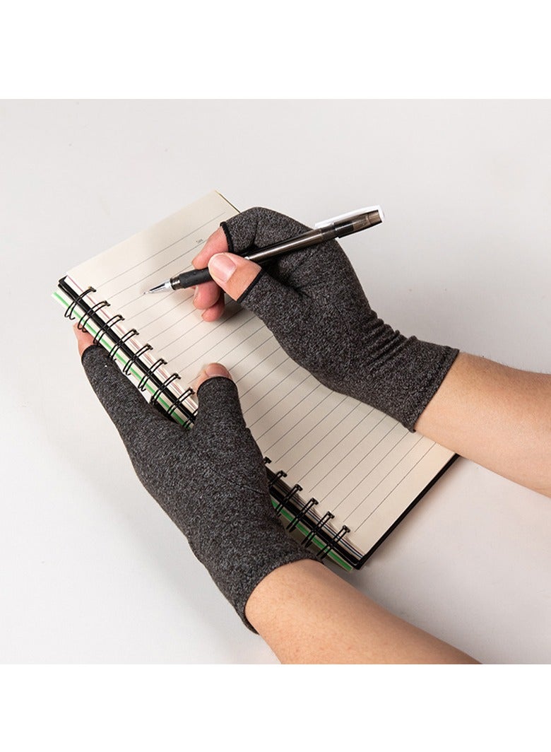 قفازات ضاغطة لالتهاب المفاصل للنساء والرجال لتخفيف آلام اليدين الناتجة عن التهاب المفاصل، قفازات ضغط لركوب الدراجات بنصف إصبع (نمط صرف الغراء، مقاس XL) - Image 5