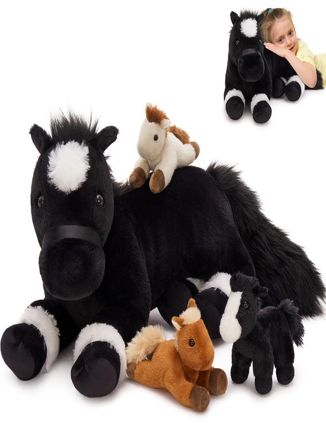 MaoGoLan 4 Pcs Horse Stuffed Animal Set, Large Stuffed Mommy Horse with Babies Pony Plush for Baby Shower, Pony Stuffed Animal Bulk for Kids,Christmas Birthday Gifts, 18 inches - Image 1