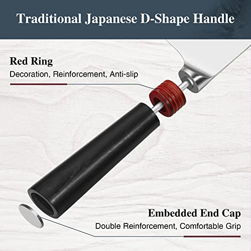 TUO Kiritsuke Chef Knife 8.5 inch - Kitchen Vegetable Cleaver Professional Japanese Knives for Vegetables and Fruits - AUS-8 Stainless Steel with Pakkawood Handle - RING LITE SERIES with Gift Box - Image 5