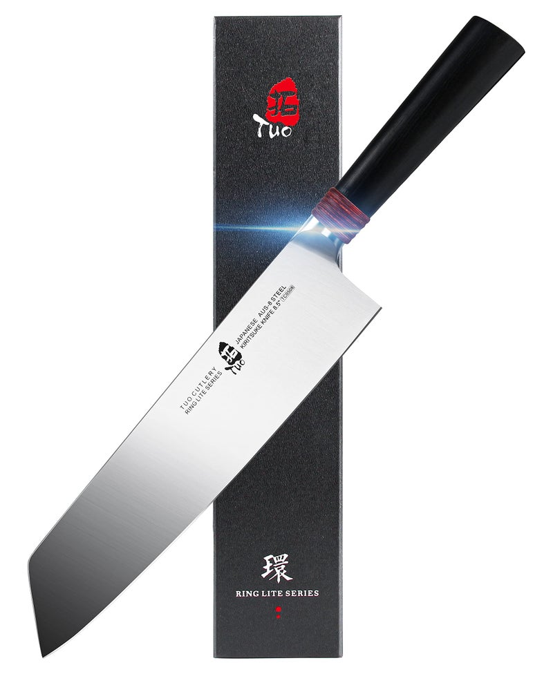TUO Kiritsuke Chef Knife 8.5 inch - Kitchen Vegetable Cleaver Professional Japanese Knives for Vegetables and Fruits - AUS-8 Stainless Steel with Pakkawood Handle - RING LITE SERIES with Gift Box - Image 1