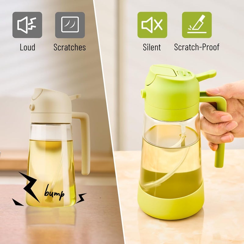 PARACITY Oil Dipenser Bottle with Silicone Bottom, 2 in 1 Olive Oil Sprayer and Dispenser, Oil Spray Bottle 500ML/ 17OZ for Cooking, Kitchen, BBQ, Air Fryer, Salad, Baking(1PC Green) - Image 2
