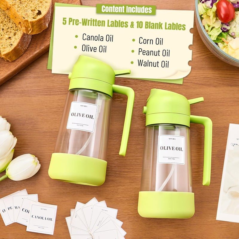 PARACITY Oil Dipenser Bottle with Silicone Bottom, 2 in 1 Olive Oil Sprayer and Dispenser, Oil Spray Bottle 500ML/ 17OZ for Cooking, Kitchen, BBQ, Air Fryer, Salad, Baking(1PC Green) - Image 5