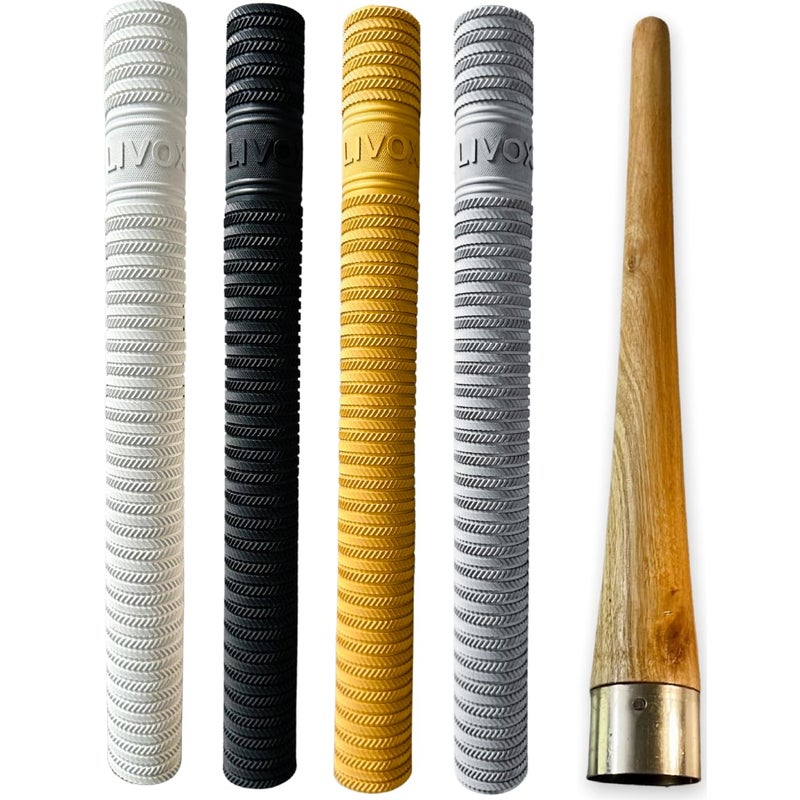 LIVOX Multicolor Rubber Cricket Bat Grip, Long Size, Textured, Pack of 5 - Image 1