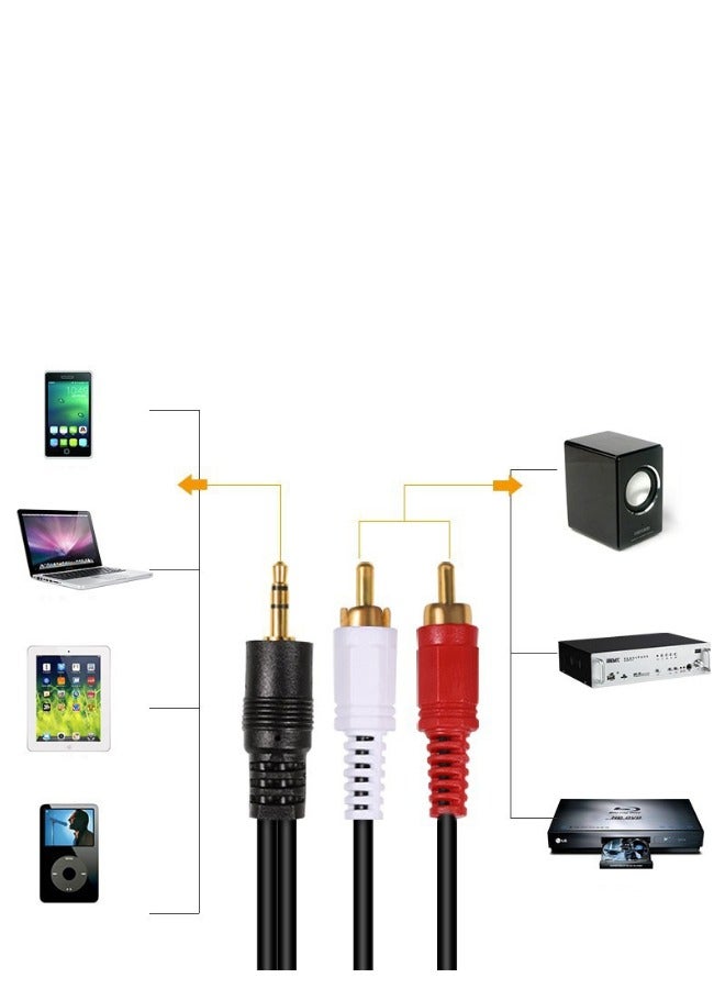 AV stereo audio cable (2in1) to RCA (red/white) for connecting phones, laptops and tablets to audio systems and headphones - Image 2