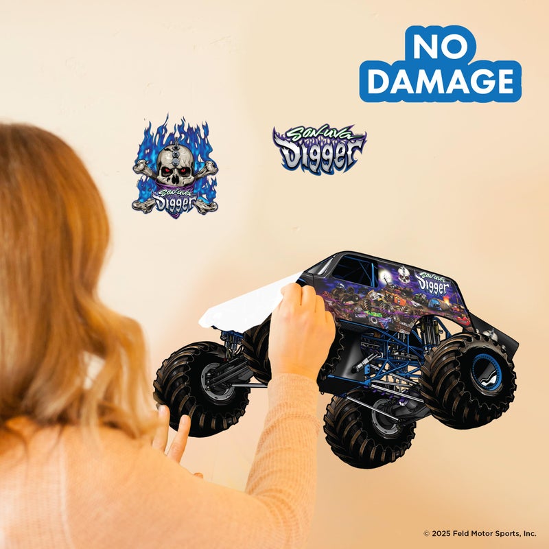 WALL PALZ Monster Jam Son-Uva Digger Truck Wall Decal - Large 21"" Wide Monster Truck Wall Vinyl Stickers Bedroom Decorations - Peel and Stick Room Decor - Image 4