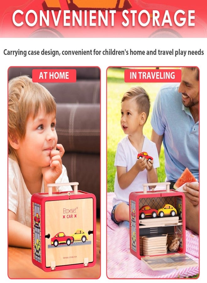 UDEAS Wooden Toy Car Set for Toddlers, Car Track and Parking Garage Playset, Toy Vehivle Set with Blocks Storage Box for Kids Boys and Girls - Image 5