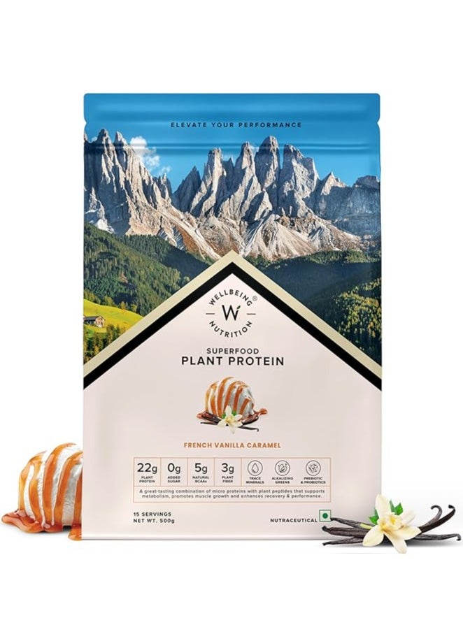 WELLBEING NUTRITION Plant Protein French Vanilla Caramel 500G  - Image 1