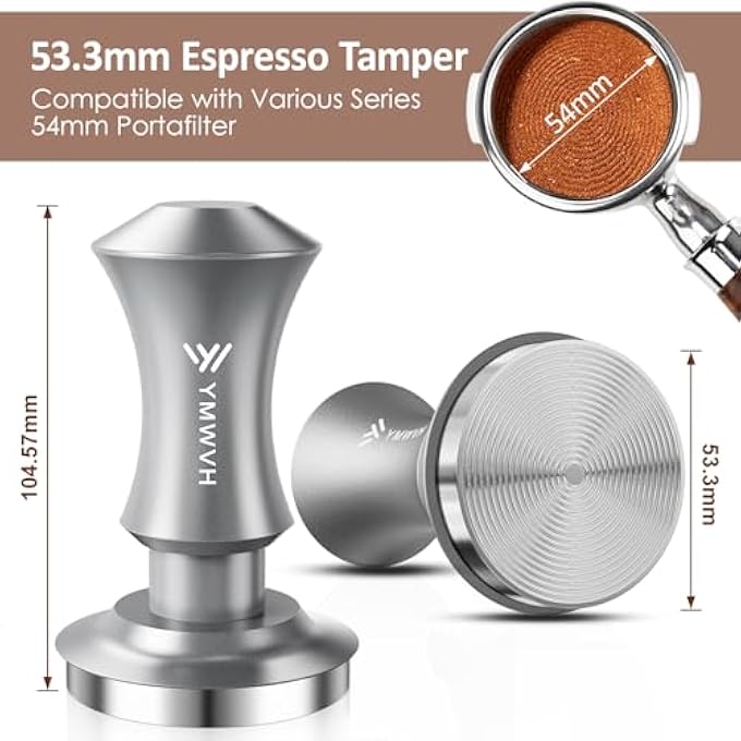 YMWVH Espresso Tamper 53Mm Premium Barista Espresso Coffee Tamper With Spring Loaded Flat Stainless Steel Base Constant 30Lb Compatible With Breville 54Mm Portafilter - Image 3