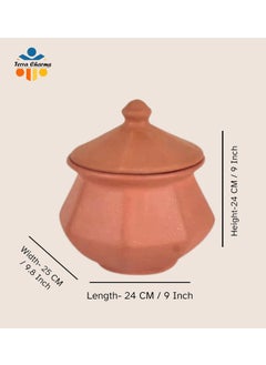 Terra Charms Terra Charms Clay Pot for Making Cooking Serving Dahi Bhalla Clay Handi for Kitchen Safe Lightweight Durable Clay Dahi Handi Brown Colour 1800ml Pack of 1  - Image 3