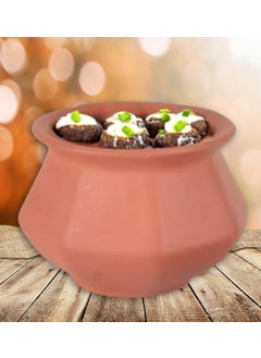 Terra Charms Terra Charms Clay Pot for Making Cooking Serving Dahi Bhalla Clay Handi for Kitchen Safe Lightweight Durable Clay Dahi Handi Brown Colour 1800ml Pack of 1  - Image 1