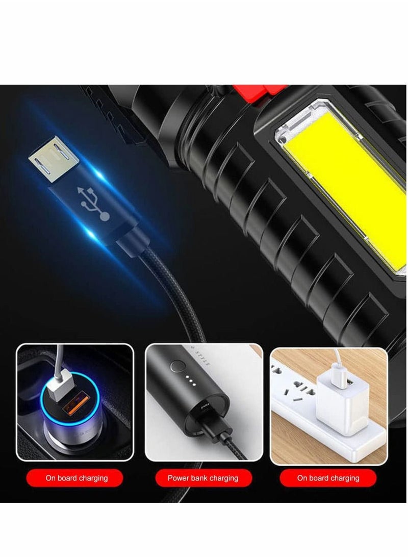Excefore - Torches Led Super Bright, Five-Nuclear Explosion LED Flashlight Strong Light Rechargeable, Led Spotlight Flashlight Portable Powerful Searchlight with 4 Lighting Modes - Image 1