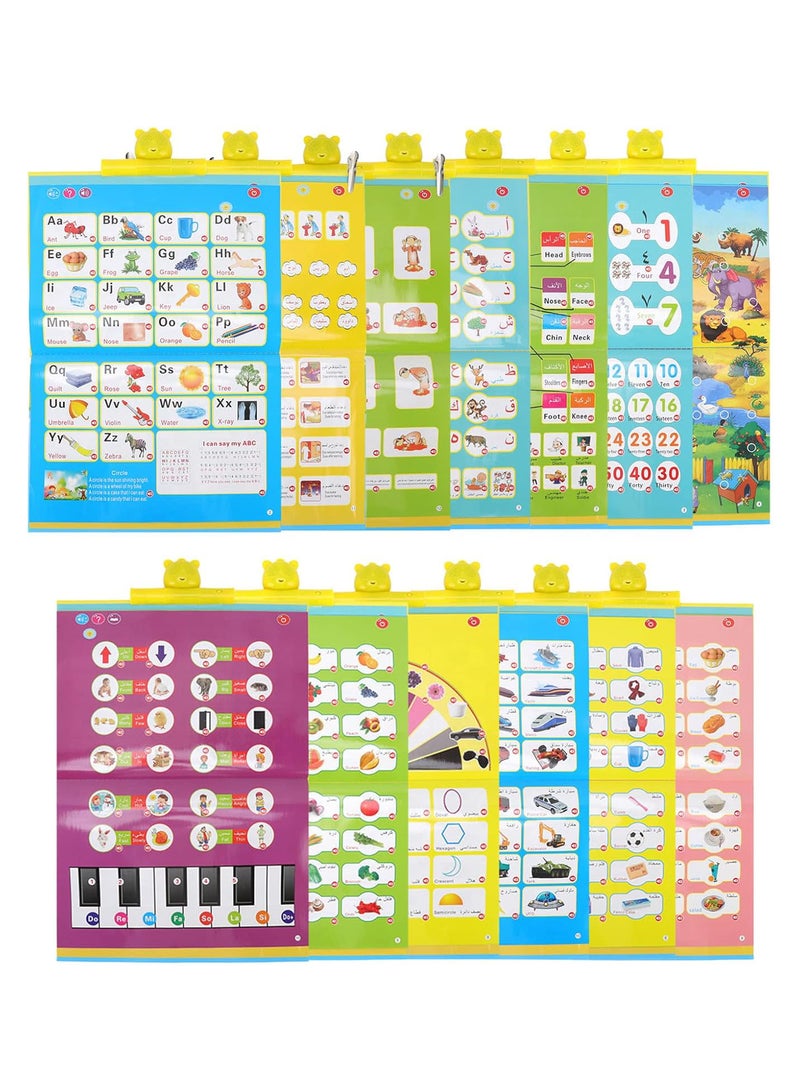 GGOOT Arabic Audio Wall Chart, Interactive Alphabet Poster Arabic English Electroic Educational Book for Toddlers Hanging Arabic English Reading Machine for Kindergarten/Preschool/Classroom/Homeschool - Image 1